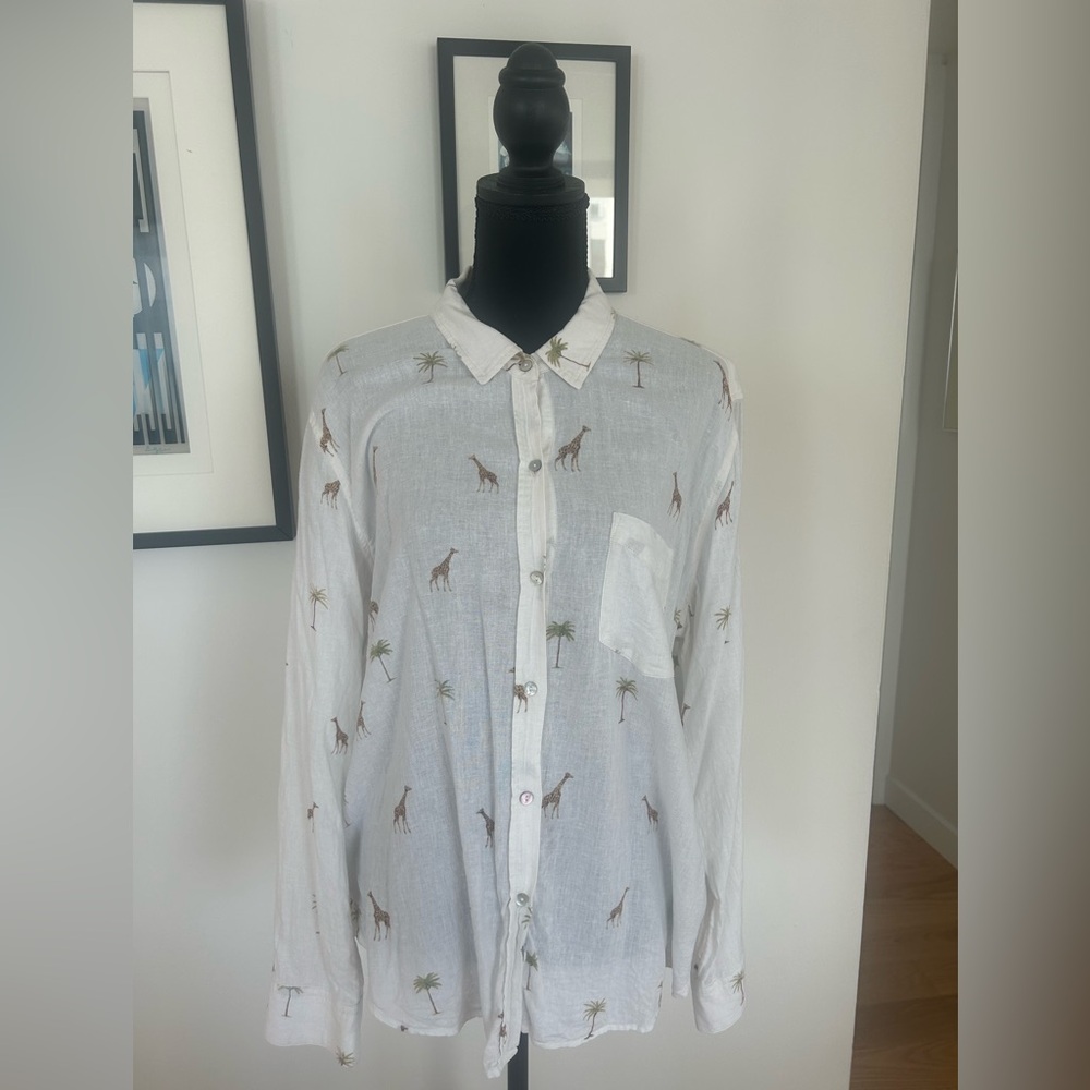 Rails Charli Linen Shirt in Safari Print Size Large